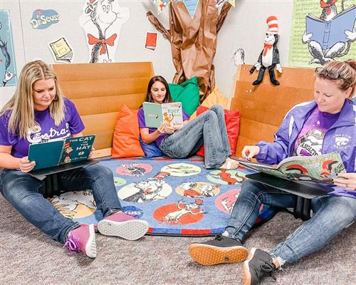 teachers reading in the book nook